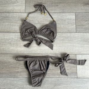 Sports Illustrated Swim VENUS Tie Bikini Top Adjustable Cheeky Bottoms Medium